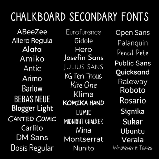 Secondary Chalkboard Fonts